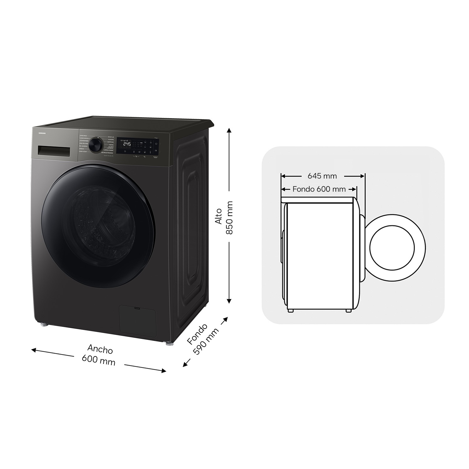 Lavasecadora AI 9Kg/6Kg AI EcoBubble™ Clase D/A Inox WD90HG5U34BXEC ​ ​ ​ Refined Inox