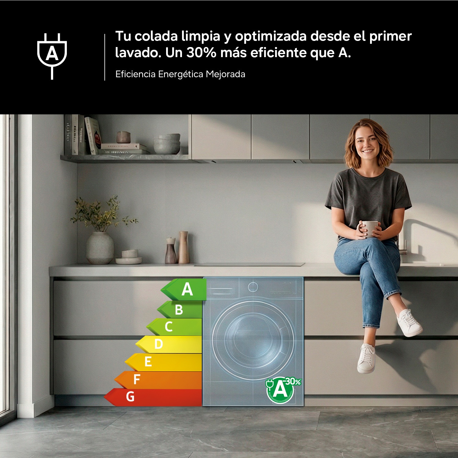 Lavasecadora AI 9Kg/6Kg AI EcoBubble™ Clase D/A Inox WD90HG5U34BXEC ​ ​ ​ Refined Inox