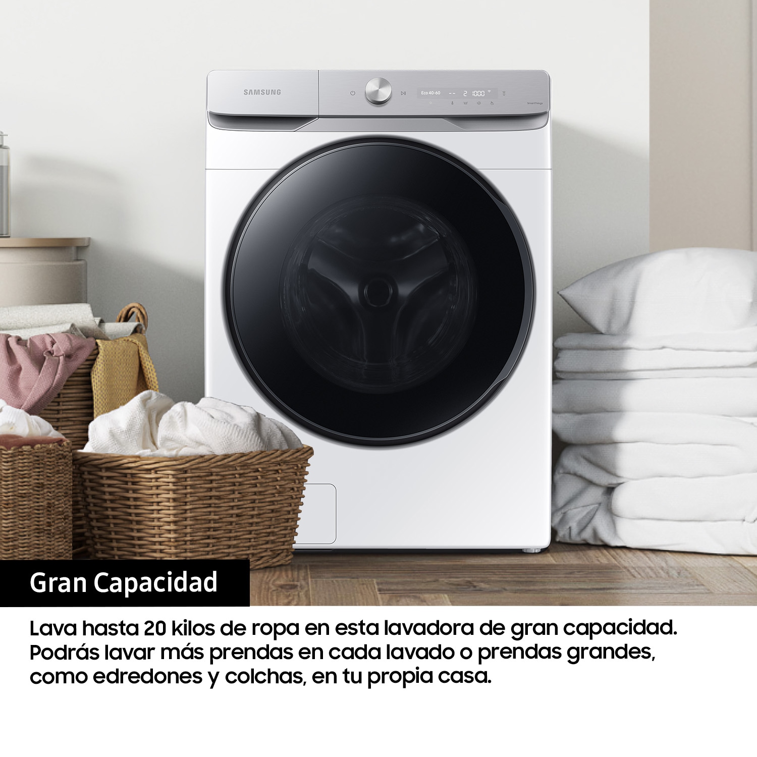 Lavadora 20Kg AI EcoBubble™ Clase A Blanca WF20DG8650BWU3 Blanco