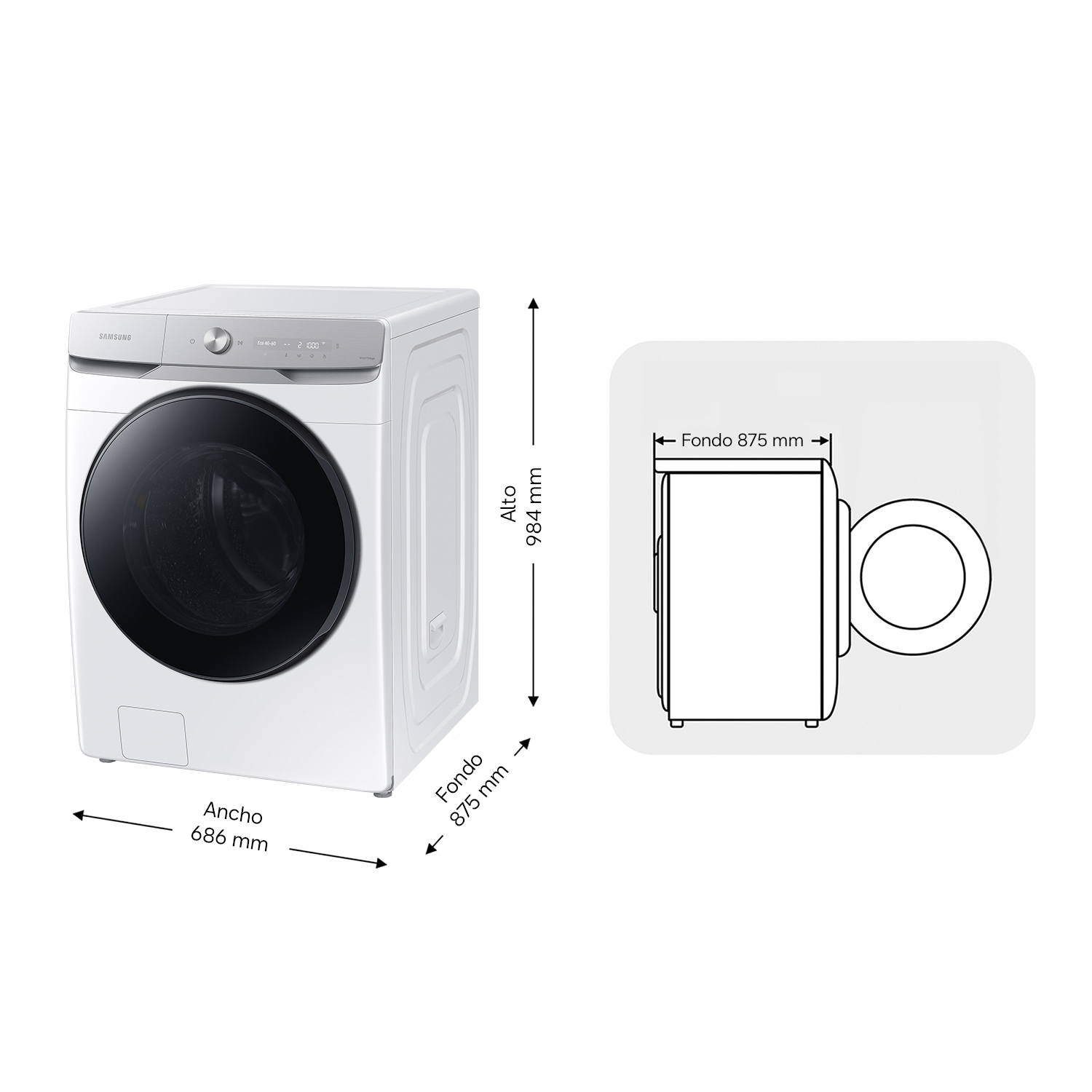 Lavadora Bespoke AI 20Kg AI EcoBubble™ Clase A Blanca WF20DG8650BWU3 Blanco