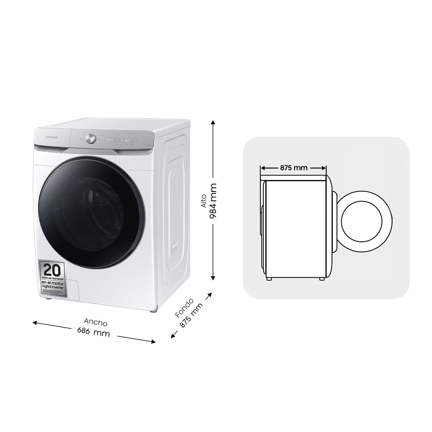 Lavadora 20Kg AI EcoBubble™ Clase A Blanca WF20DG8650BWU3 Blanco