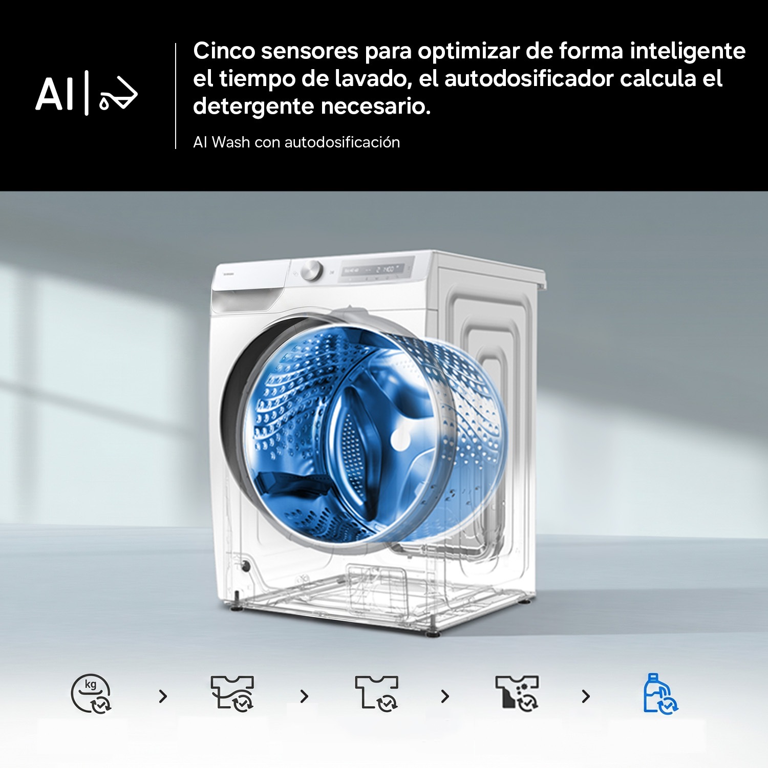 Lavadora Bespoke AI 9Kg Autodosificación Clase A Grafito WF90F09C4SU3 𝅸 ‎ Grafito