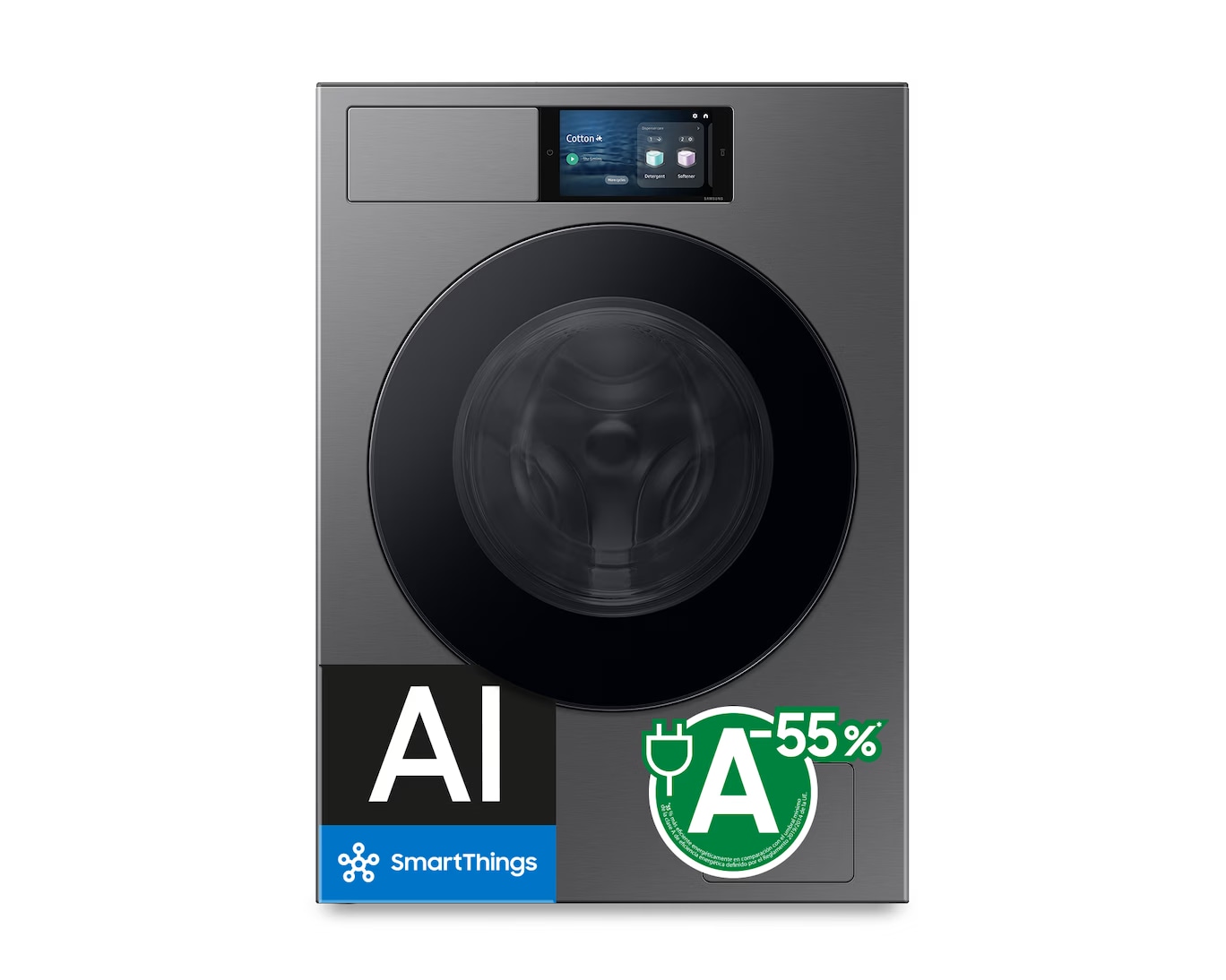 Lavadora Bespoke AI 9Kg Autodosificación Clase A Grafito WF90F09C4SU3 𝅸 ‎ Grafito front Silver