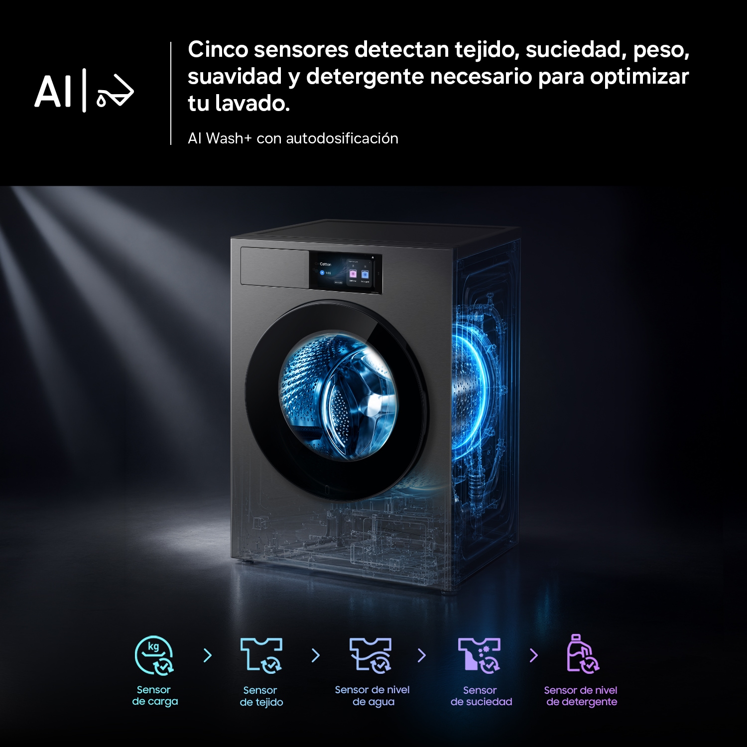 Lavadora Bespoke AI 9Kg Autodosificación Clase A Grafito WF90H09C4ST2 Gray