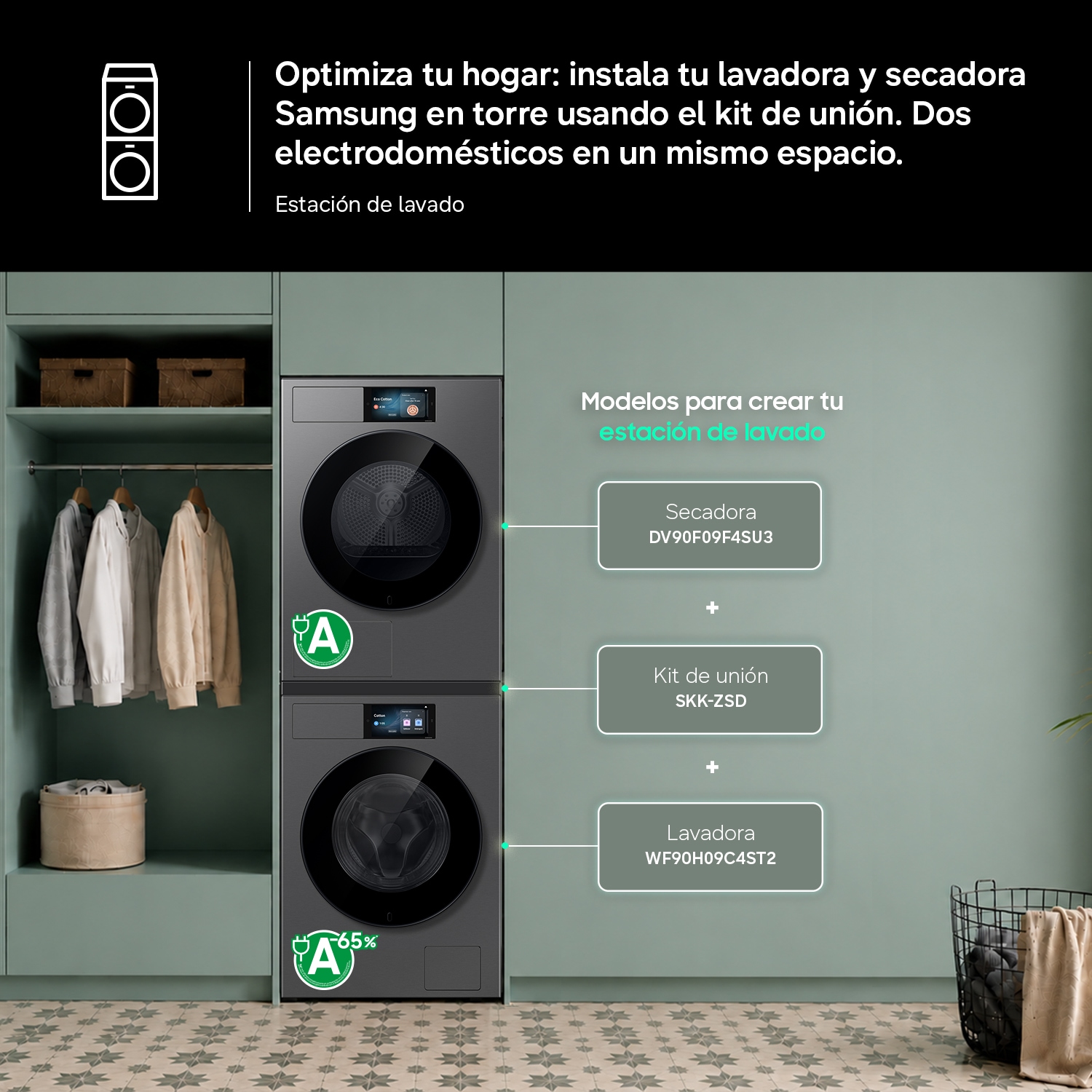 Lavadora Bespoke AI 9Kg Autodosificación Clase A Grafito WF90H09C4ST2 Gray