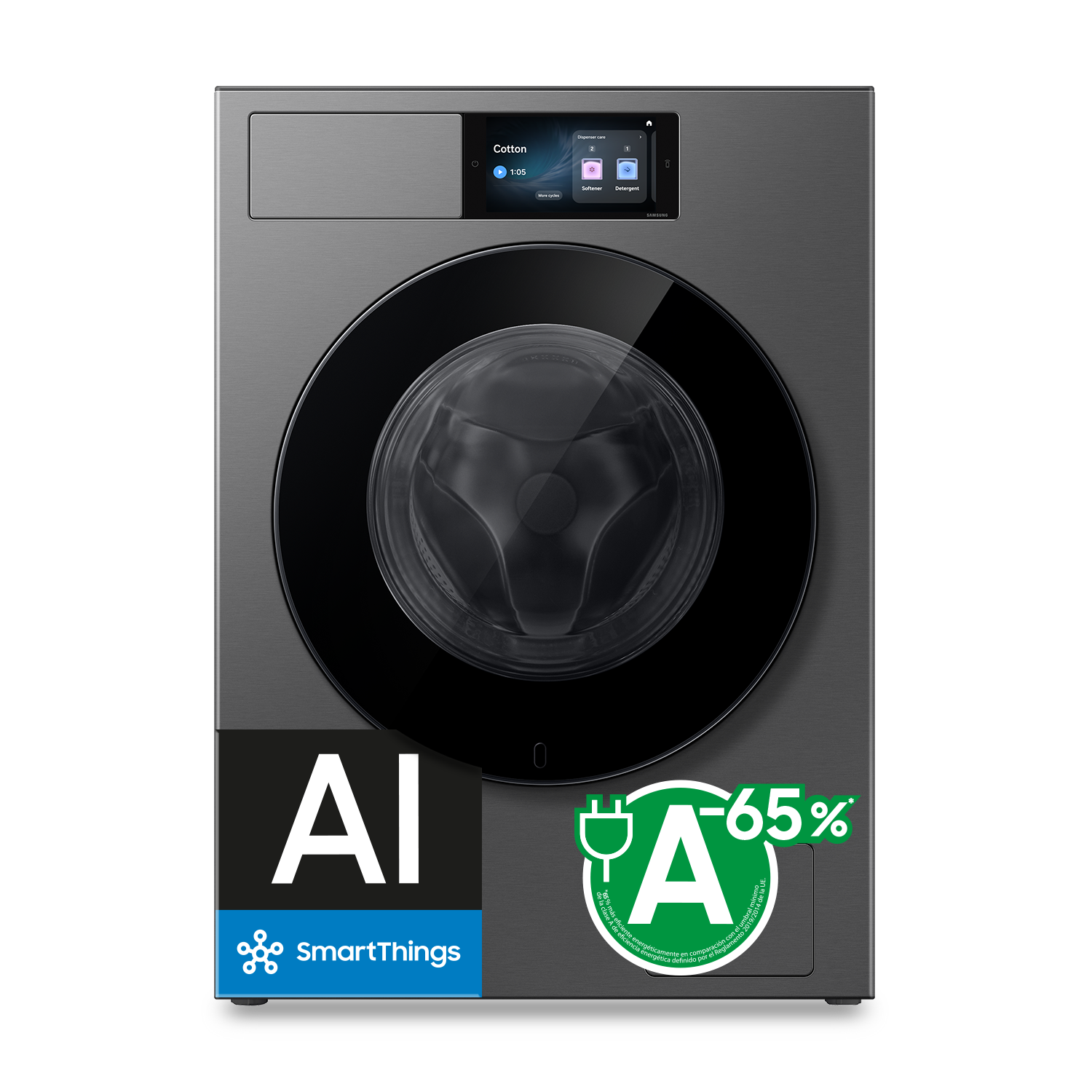 Front loading Washer A Energy Efficiency Rating and Smart Screen 9kg Front Gray 