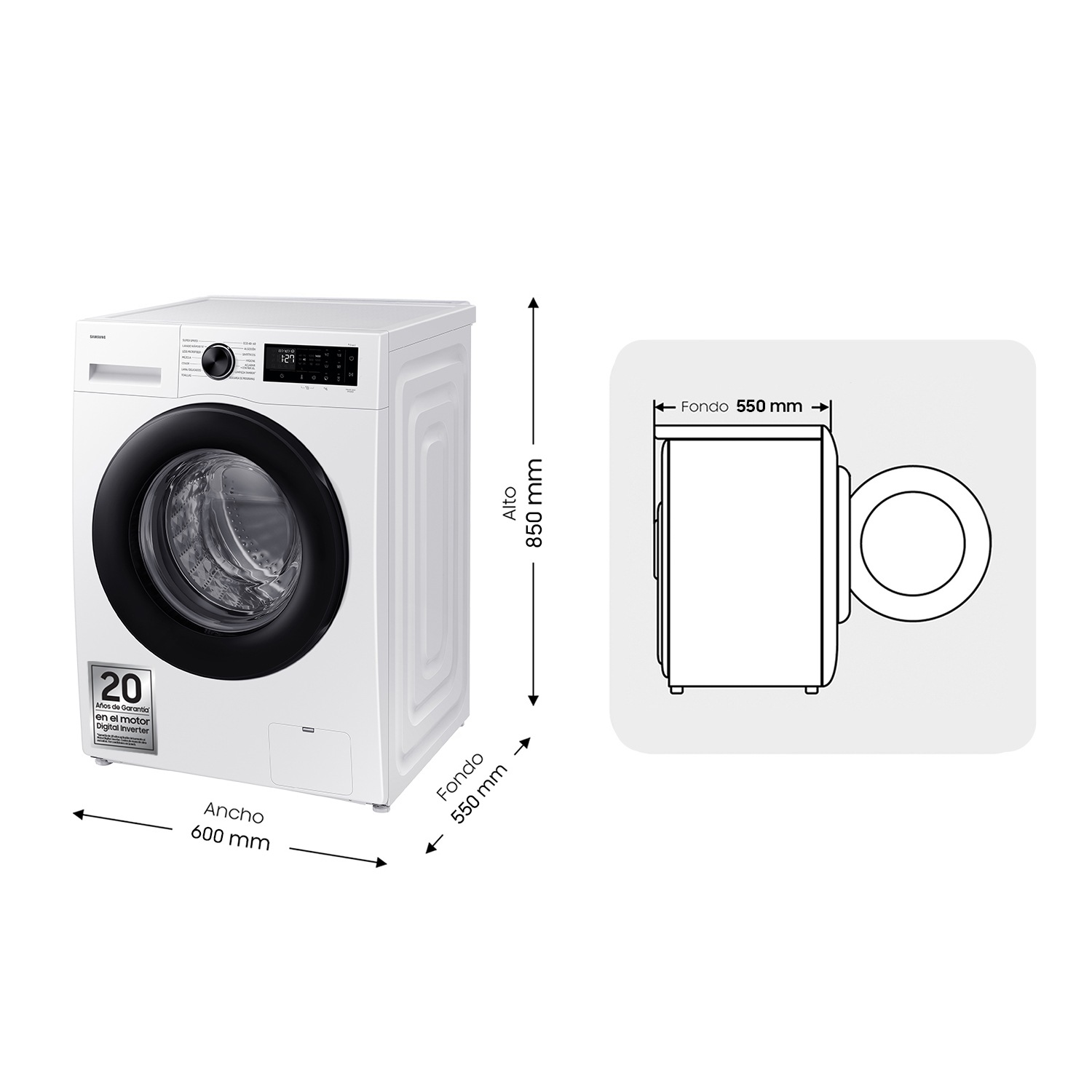 Lavadora AI 10Kg AI EcoBubble™ Clase A Blanca WW10FG5U34AEEC Blanco