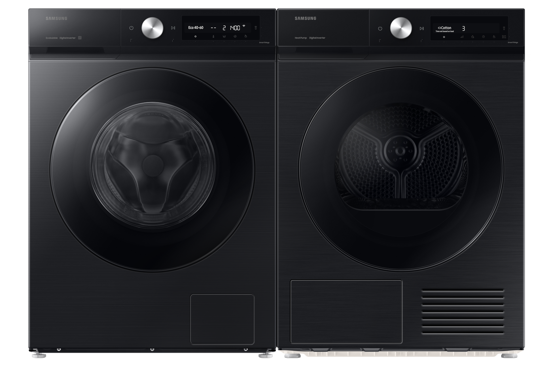 Lavadora Bespoke AI 11Kg AI EcoBubble™ Clase A Negra WW11DB7B94GBU3 Front-Pair Black 