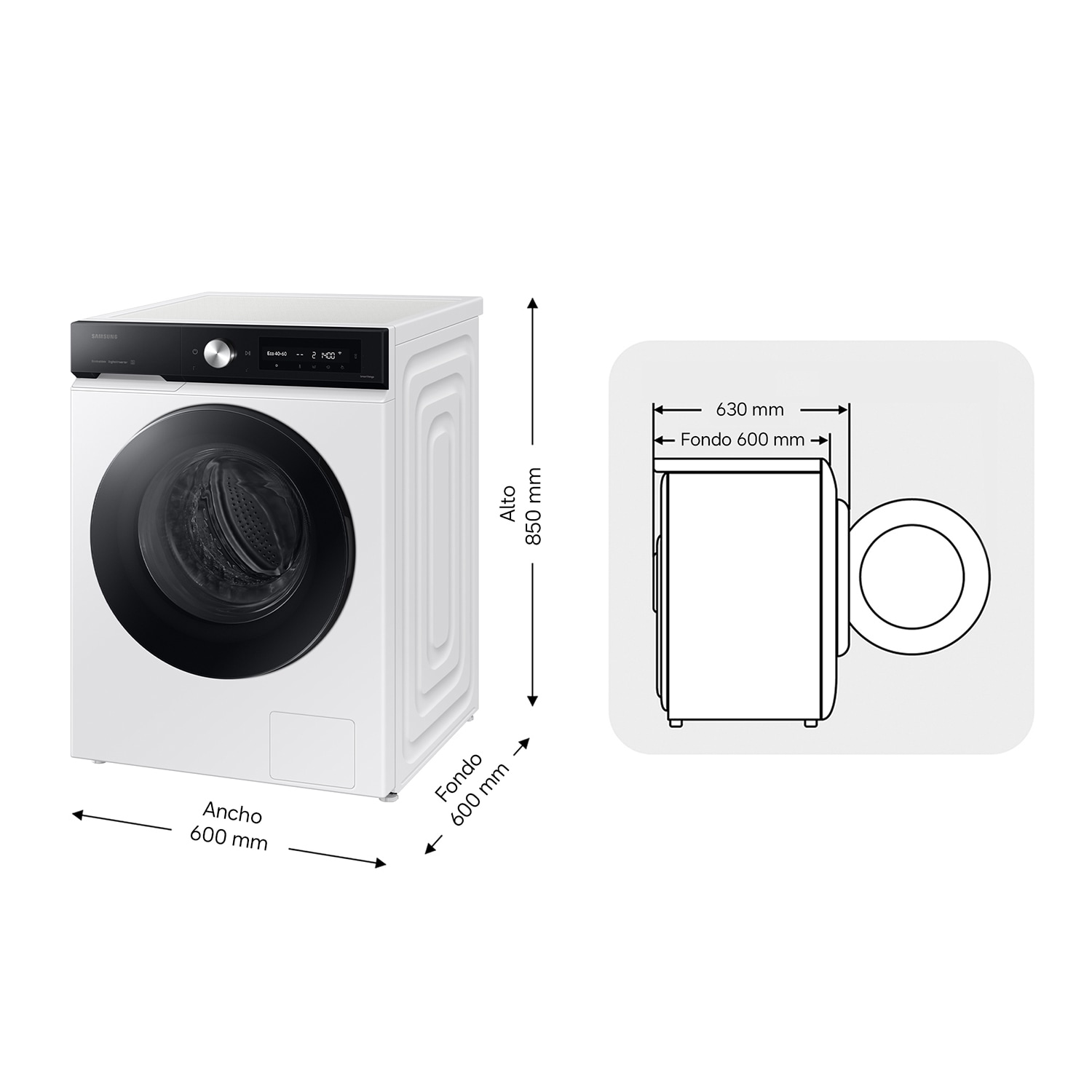 Lavadora Bespoke AI 11Kg Autodosificación Clase A Blanca WW11DB7B94GEU3 Blanco