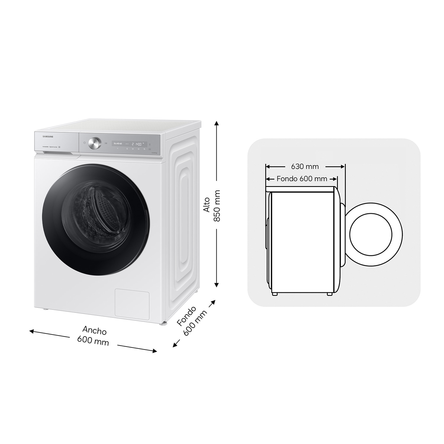 Lavadora Bespoke AI 11kg Autodosificación Clase A Blanca WW11DB8B95GHU3 Blanco