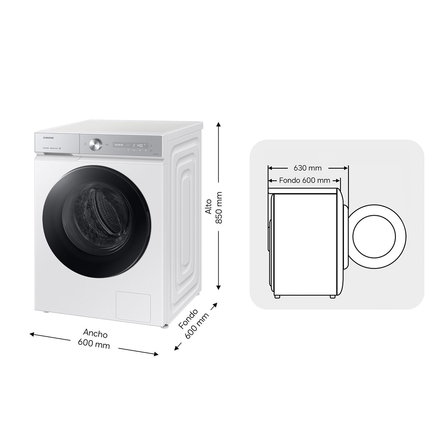 Lavadora Bespoke AI 11kg Autodosificación Clase A Blanca WW11DB8B95GHU3 Blanco