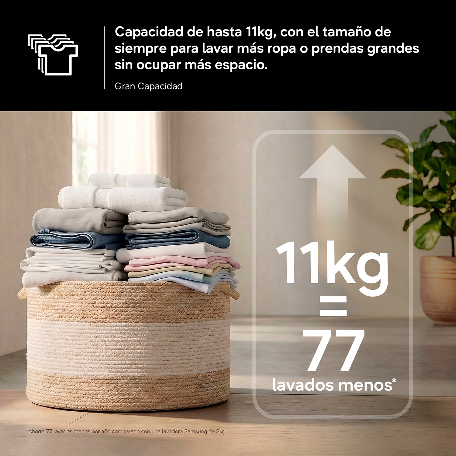 Lavadora Bespoke AI 11kg Autodosificación Clase A Blanca WW11DB8B95GHU3 Blanco