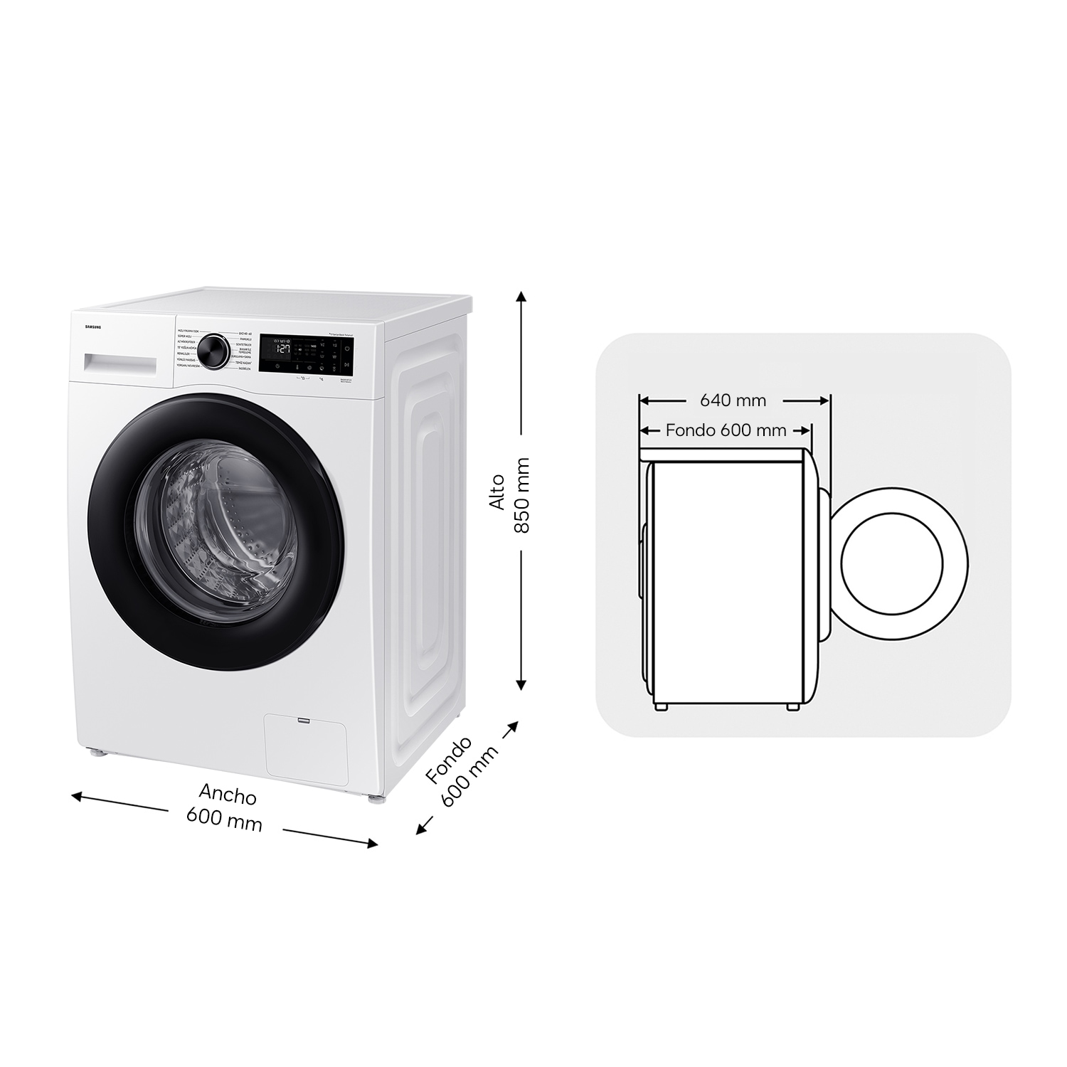 Lavadora 11kg Spacemax™ Clase A Blanca WW11DG5B25AEEC ‎ ‎ Blanco