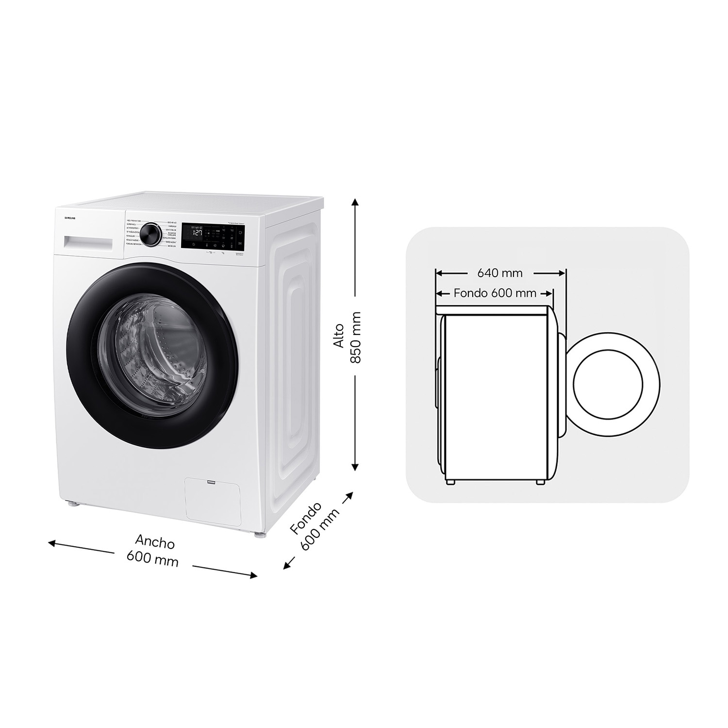 Lavadora 11kg Spacemax™ Clase A Blanca WW11DG5B25AEEC ‎ ‎ Blanco