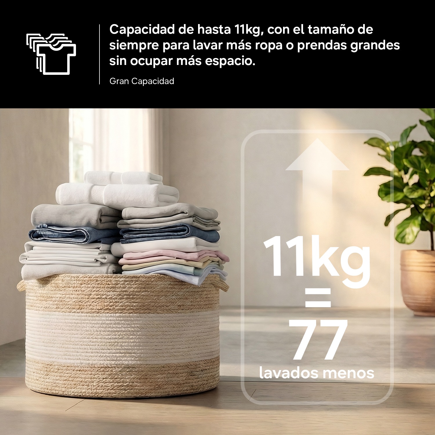 Lavadora 11kg Spacemax™ Clase A Blanca WW11DG5B25AEEC ‎ ‎ Blanco