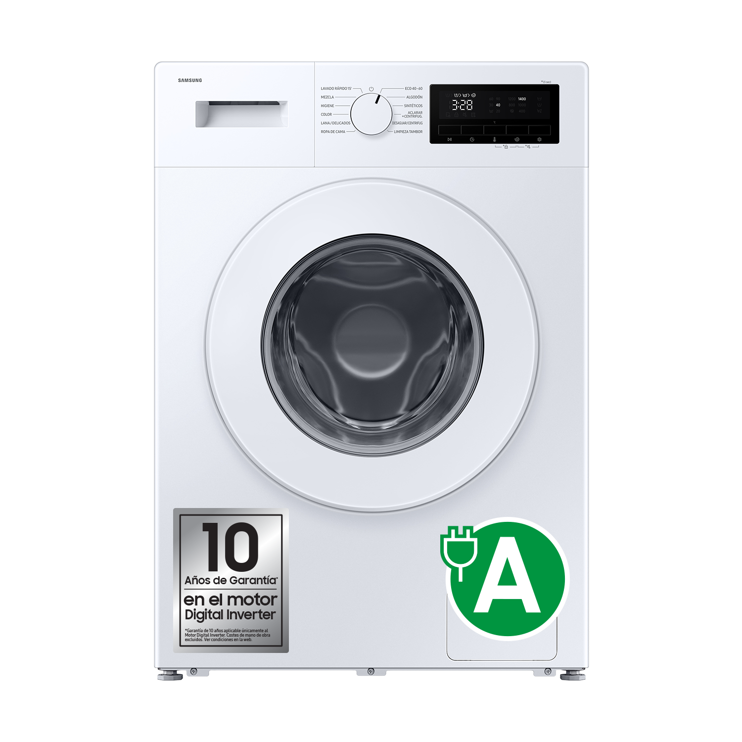 Lavadora con fondo reducido 7kg Motor Digital Inverter Clase A Blanca WW70FG3M05TWEC Blanco