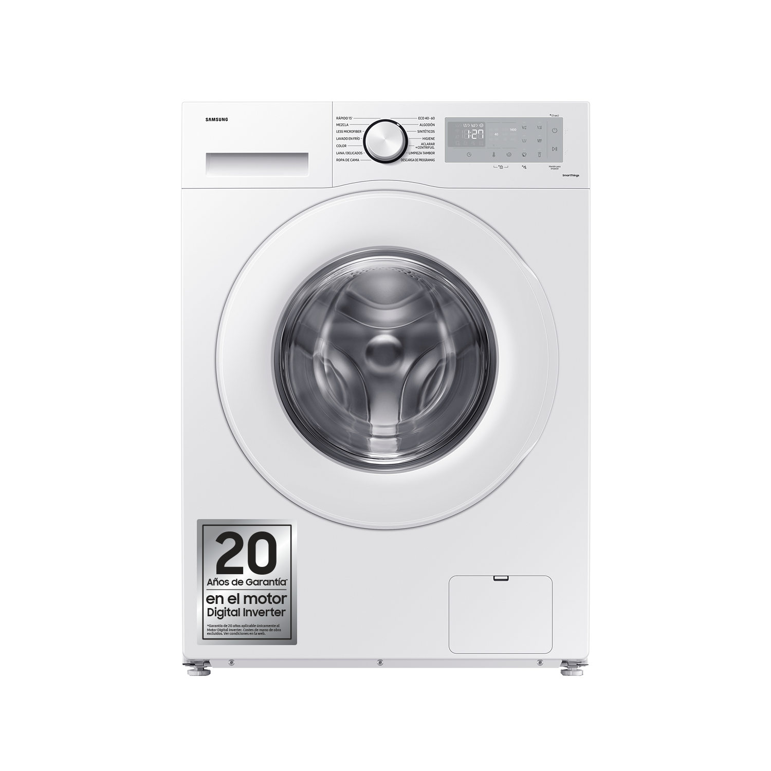 Lavadora carga frontal  Samsung WW80CGC04DAEEC, 8 kg, 1400 rpm,  EcoBubble™, Función WiFi con SmartThings, Blanco