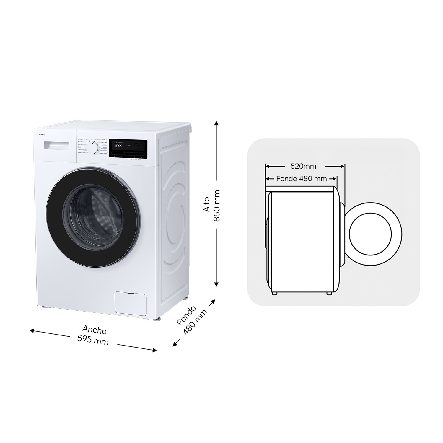 Lavadora 8kg Motor Digital Inverter Clase A Blanca WW80FG3M05AWEC Blanco