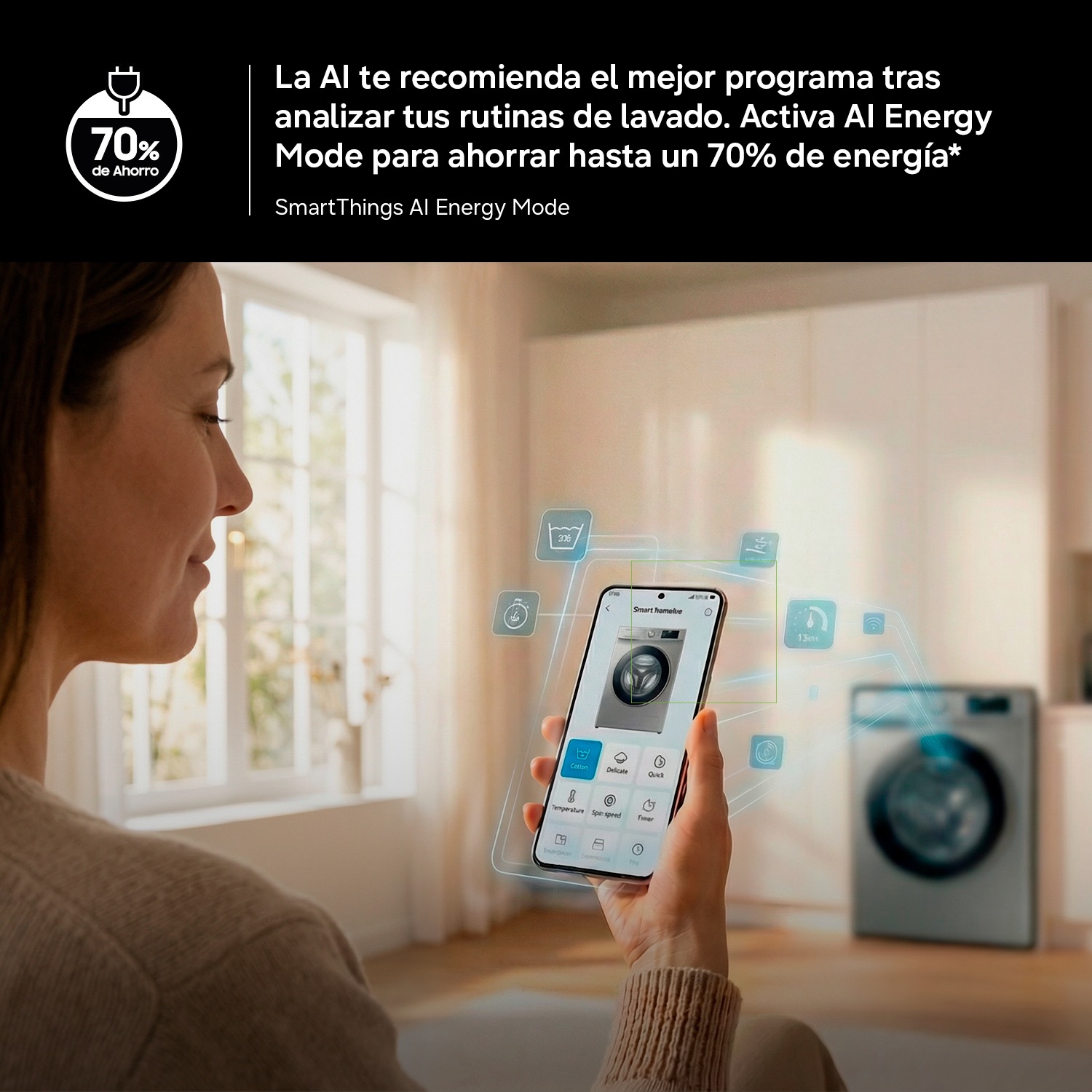 Lavadora AI con fondo reducido 8kg AI EcoBubble™ Clase A Blanca WW80FG5L32AEEC Blanco