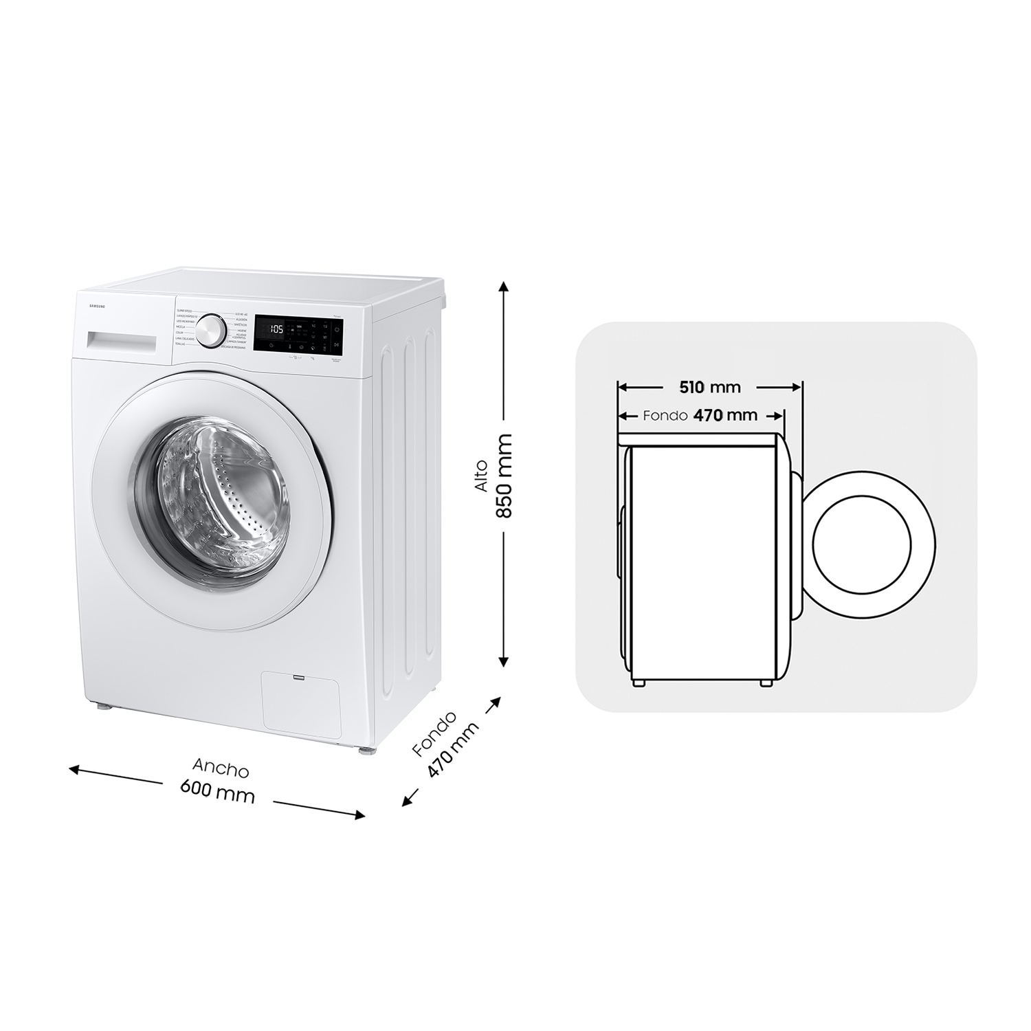 Lavadora AI con Fondo Reducido 8kg AI EcoBubble™ Clase A Blanca WW80FG5L32TEEC White