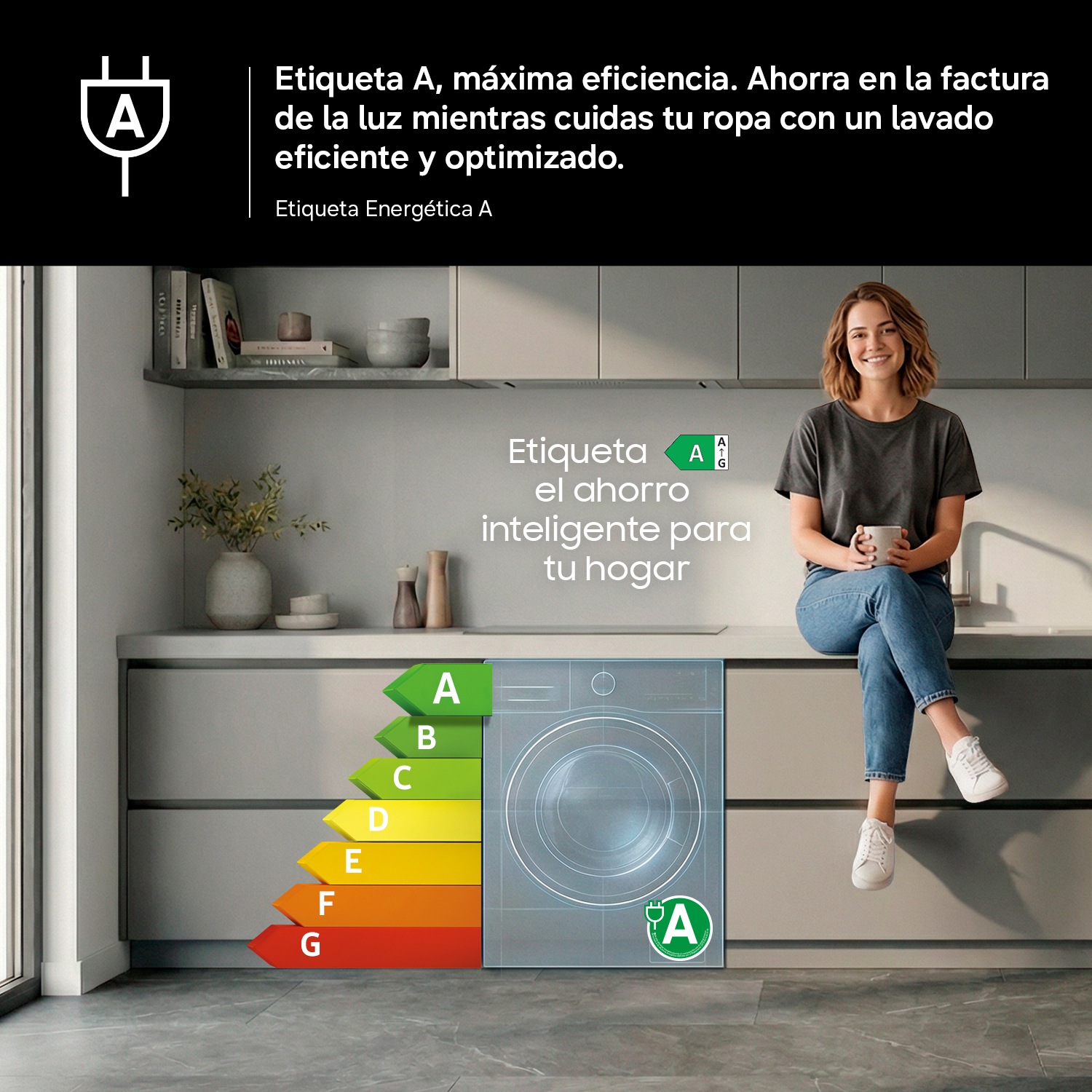 Lavadora AI con Fondo Reducido 8kg AI EcoBubble™ Clase A Blanca WW80FG5L32TEEC White