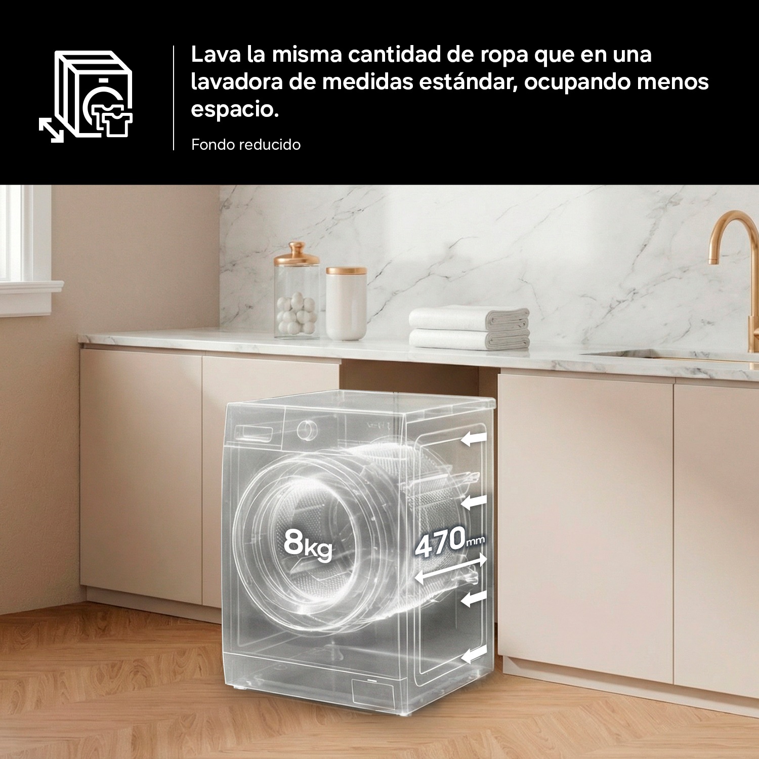 Lavadora AI con Fondo Reducido 8kg AI EcoBubble™ Clase A Blanca WW80FG5L32TEEC White