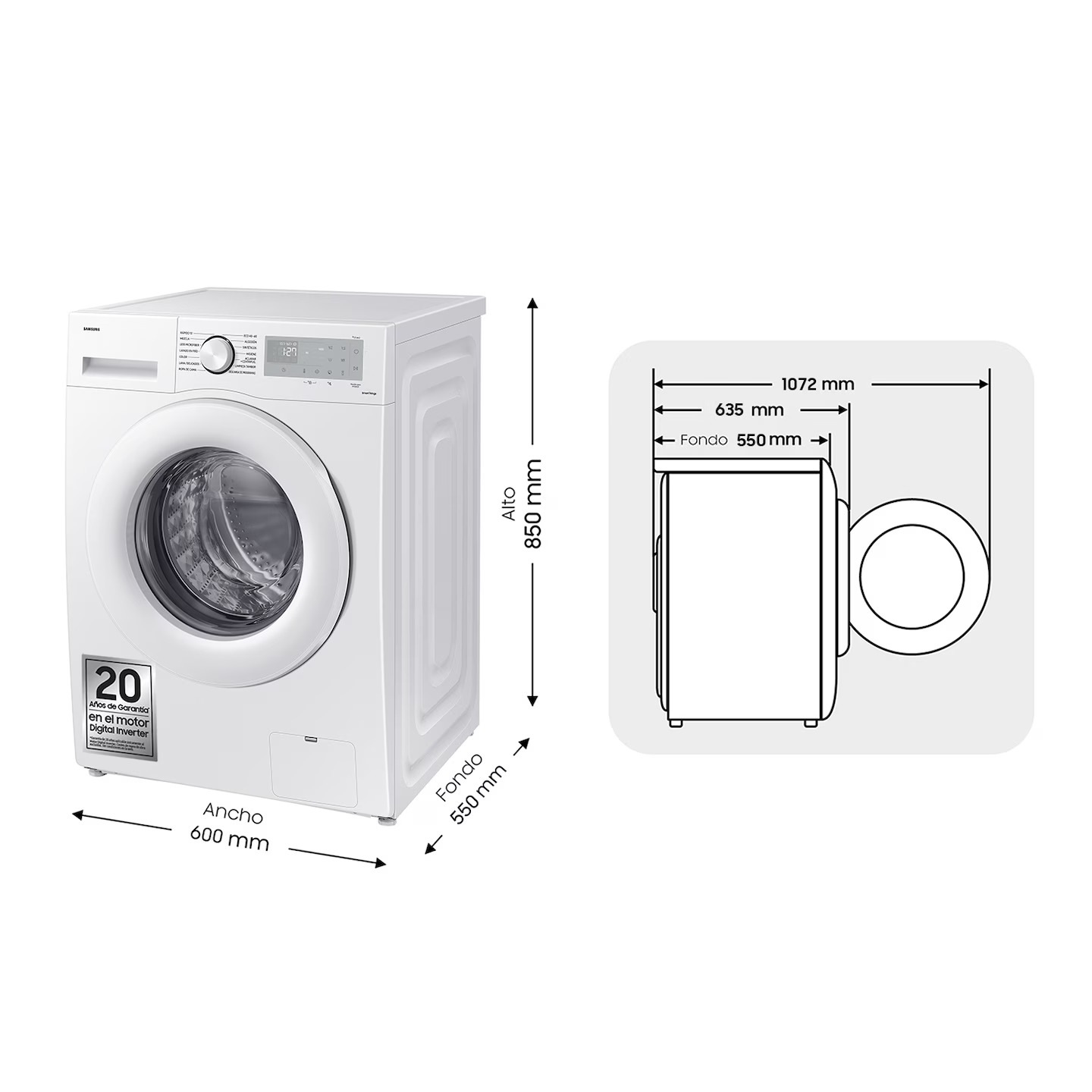 Lavadora de carga frontal Ecobubble™ Blanca 9Kg Blanco