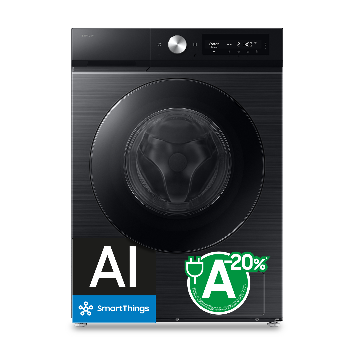 Lavadora Bespoke AI 9Kg Autodosificación Clase A Negra WW90DB7U94GBU3 Front Black 
