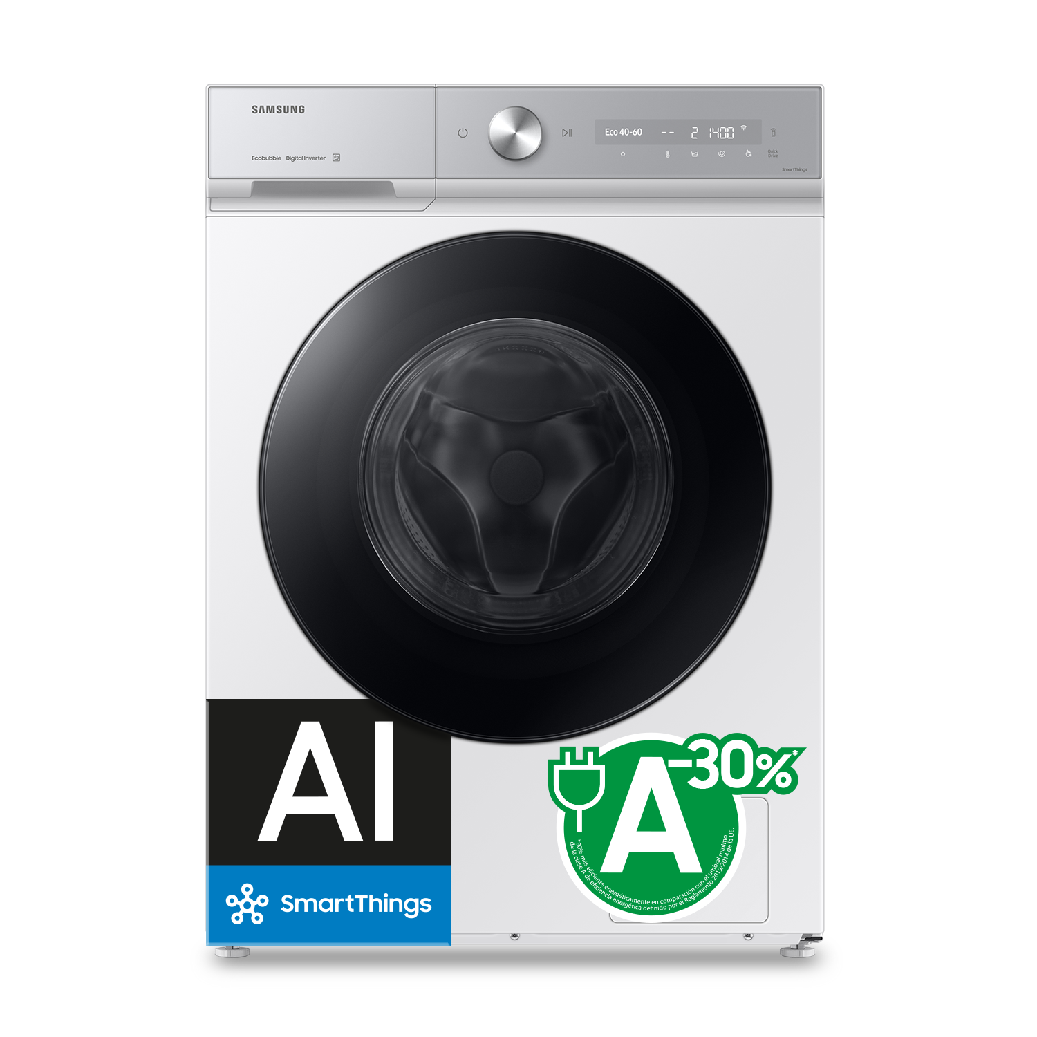 Lavadora Bespoke AI 9Kg Autodosificación Clase A Blanca WW90DB8U95GHU3 Front White 