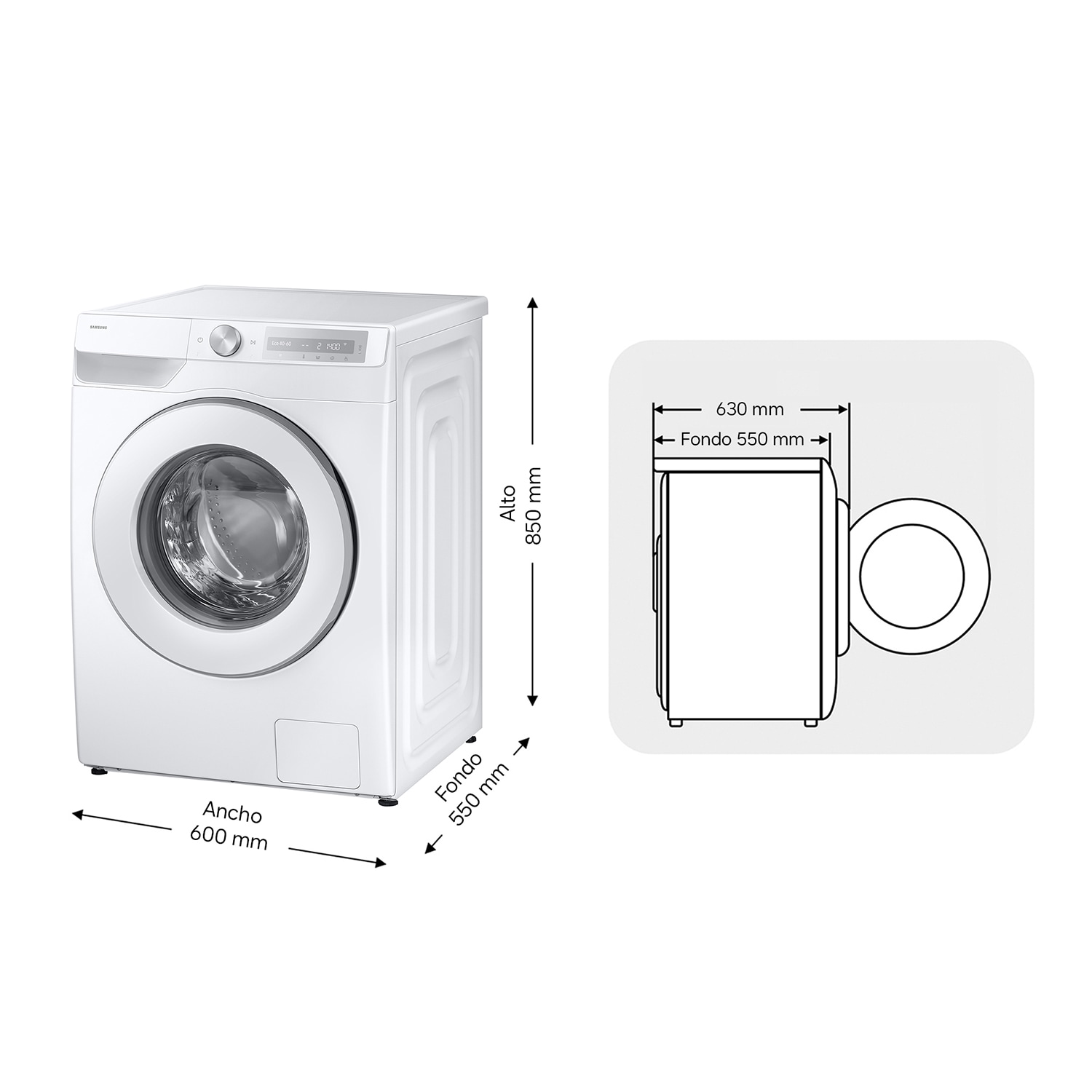 Lavadora 9Kg Autodosificación Clase A Blanca WW90DG6U85HHU3 Blanco