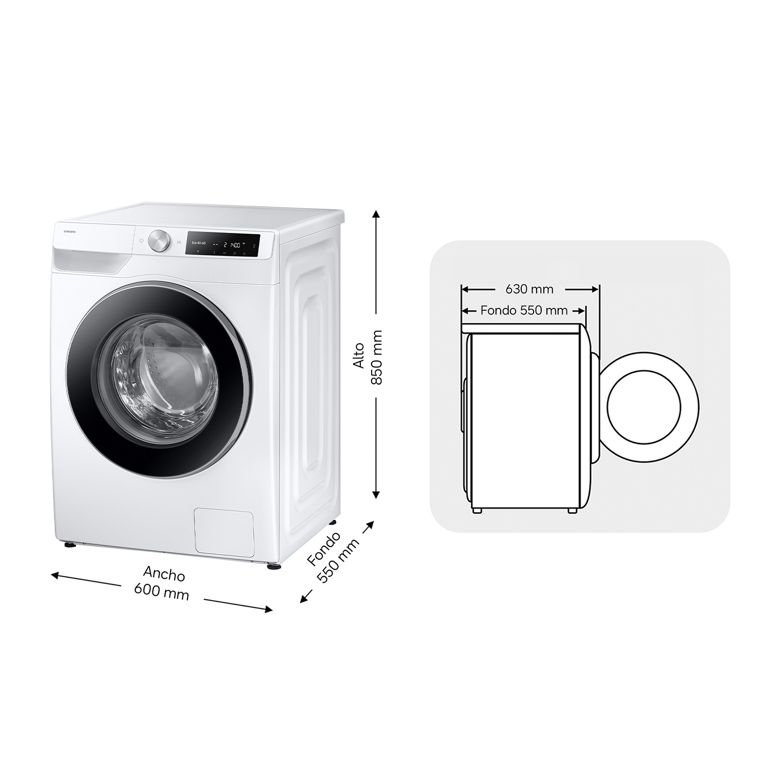 Lavadora 9Kg Autodosificación Clase A Blanca WW90DG6U85LEU3 Blanco