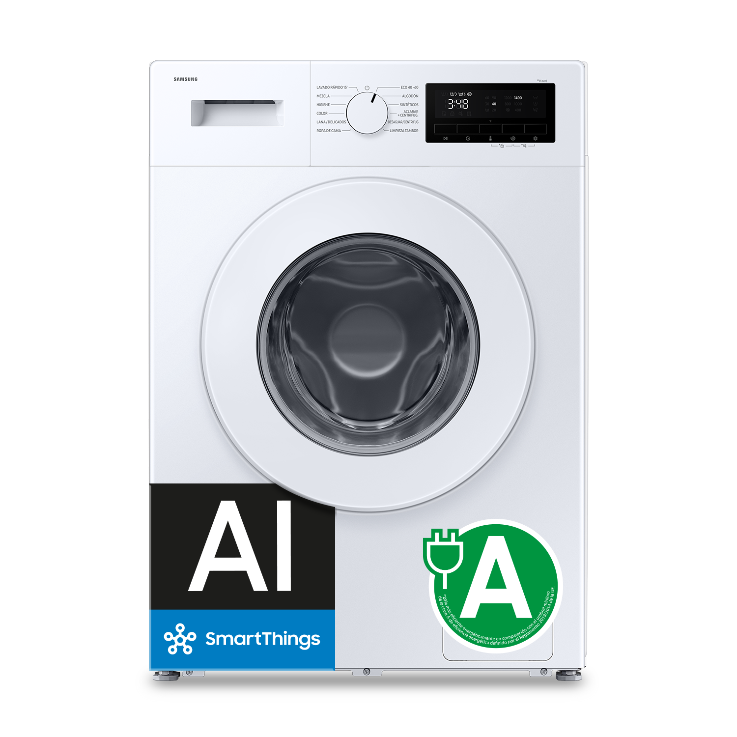 Lavadora con fondo reducido 9kg Motor Digital Inverter Clase A Blanca WW90FG3M05TWEC Front White 