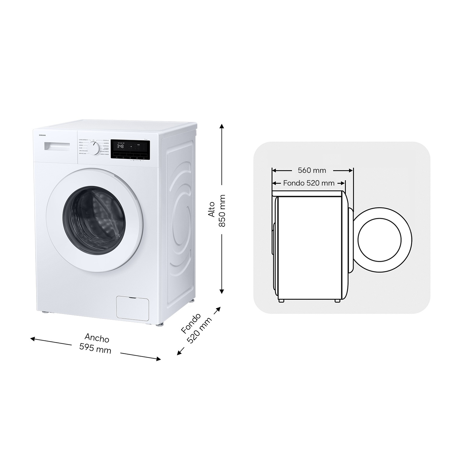 Lavadora con fondo reducido 9kg Motor Digital Inverter Clase A Blanca WW90FG3M05TWEC Blanco