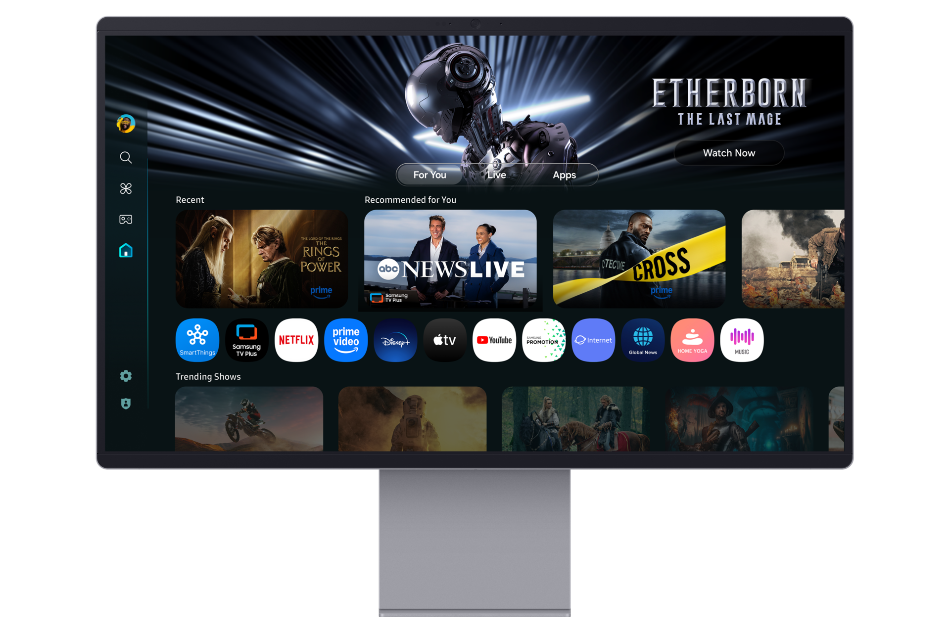 32" Smart Monitor M9 M90SF 4K OLED Samsung Vision AI Front-2 Silver 