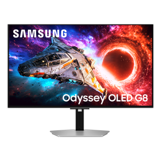 27/32 Inch Odyssey OLED G8 G80SH 4K 240Hz Gaming Monitor Front2 Silver 