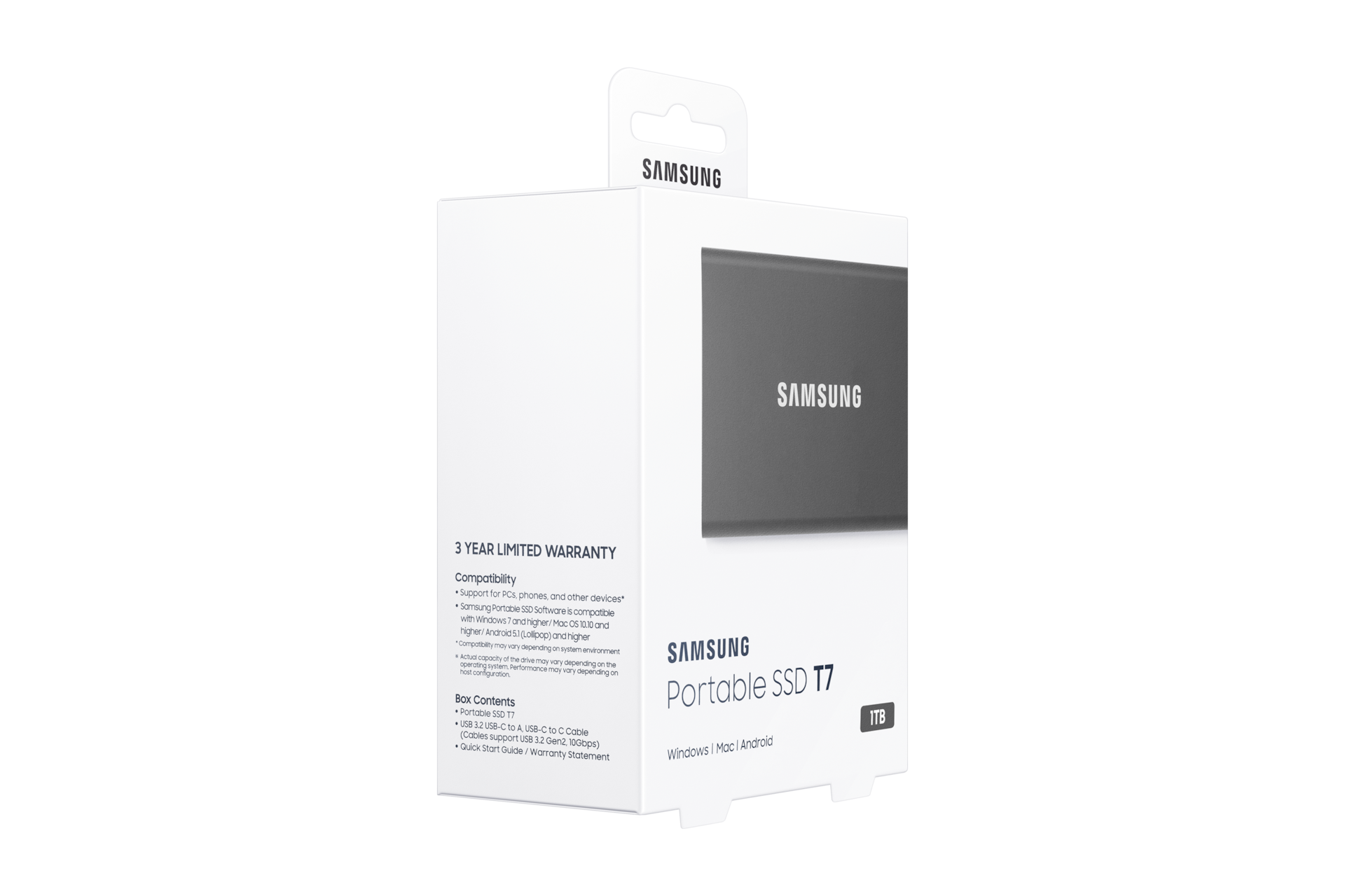 Bärbar SSD T7 USB 3.2 1TB (Grå) Gray