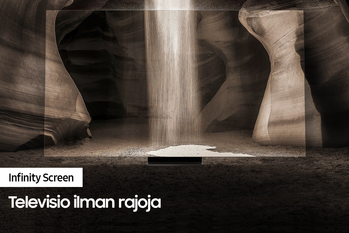 QLED TV QN900A:n Infinity-näytöllä näkyy kohtaus niin kuin näytöllä ei olisi lainkaan kehystä