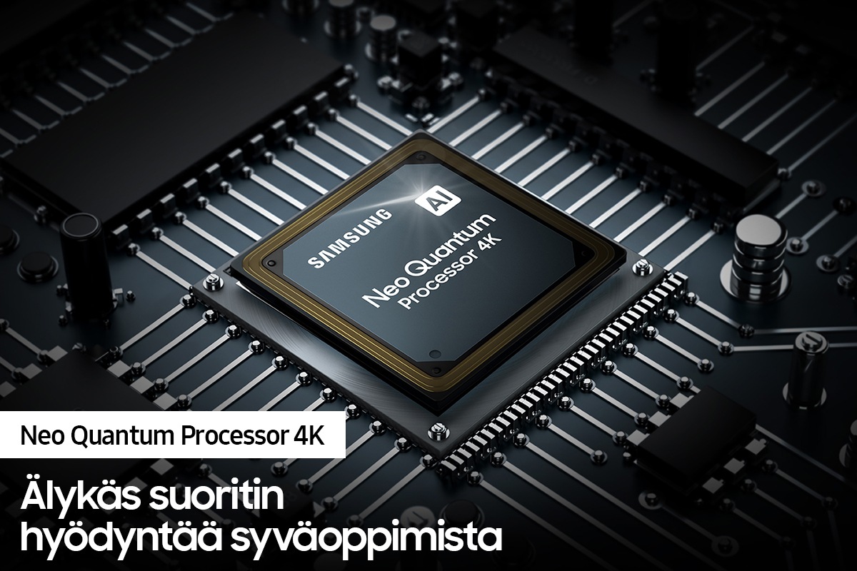 QLED TV QN90A -mallissa on Samsungin tehokas Neo Quantum Processor 4K -suoritin, joka parantaa sisältöä.