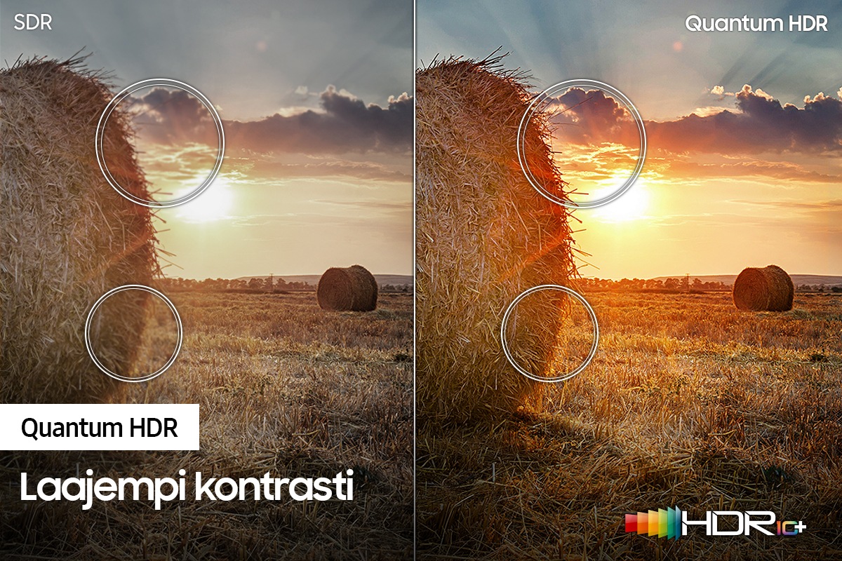 QLED TV Q60A näyttää, miten SDR- ja Quantum HDR -kuva eroavat toisistaan yksityiskohdissa