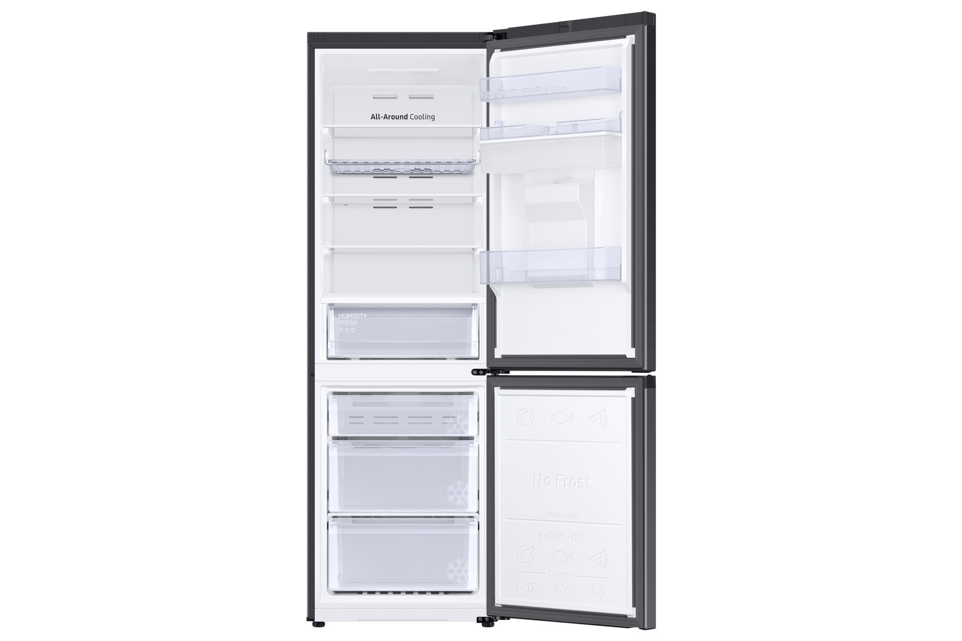Jääkaappi ja pakastin AI Energy Mode 185 cm Front-Open Black 