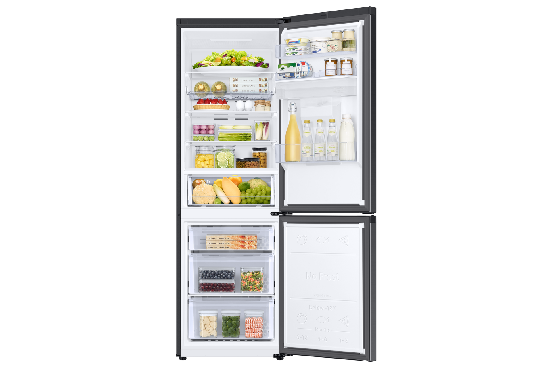 Jääkaappi ja pakastin AI Energy Mode 185 cm Front-Open-With-Food Black 