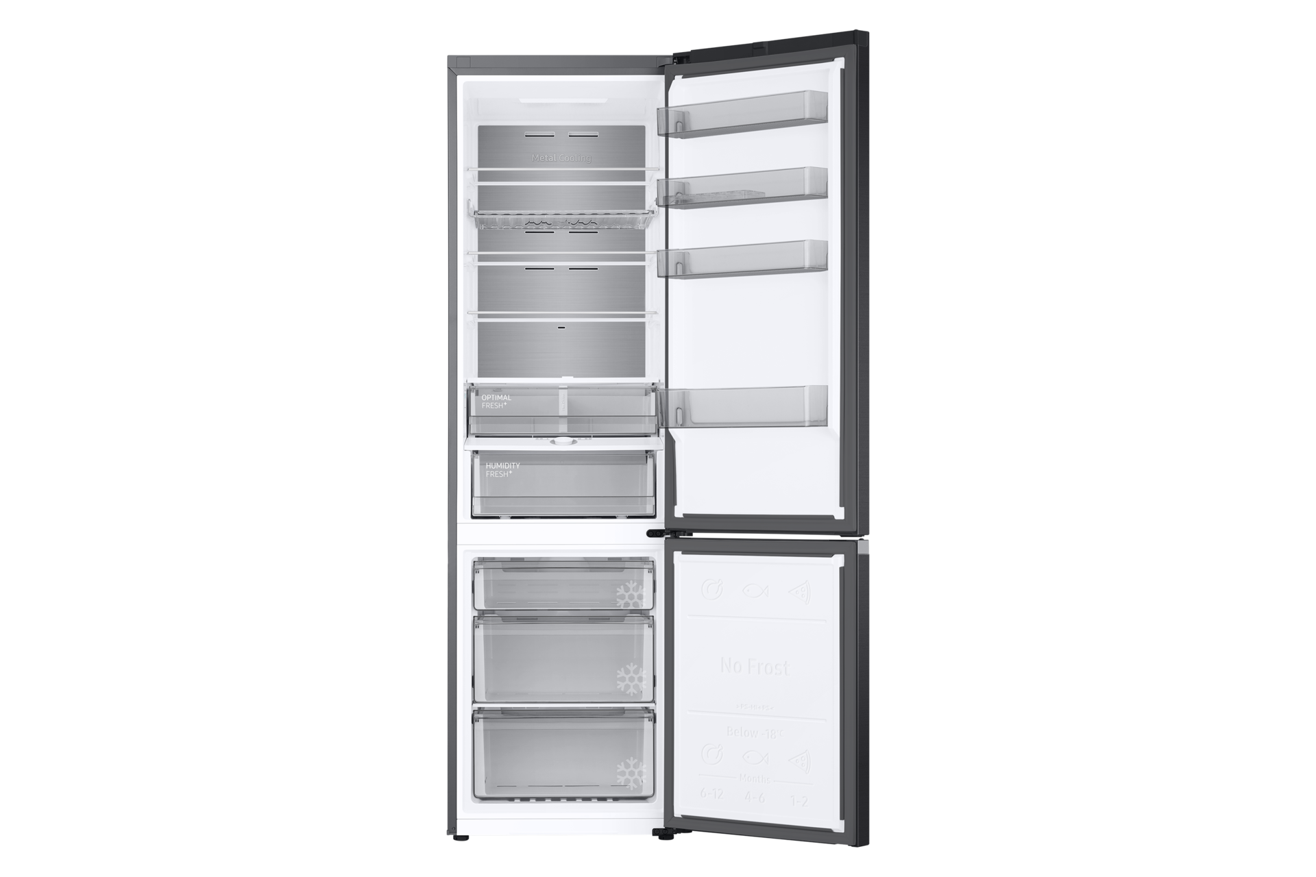 Jääkaappi ja pakastin Metal Cooling 203 cm Front-Open-without-food Black 