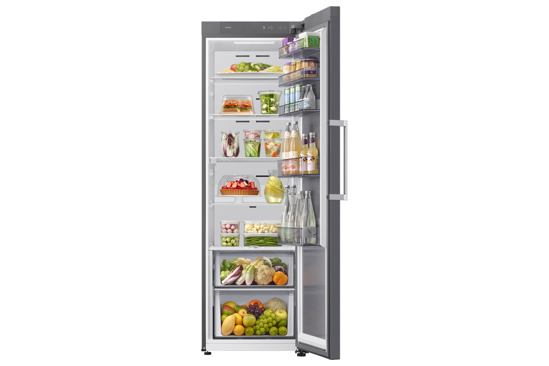 Jääkaappi One Door Auto Open Door 186cm Front-Open-With-Food Silver 