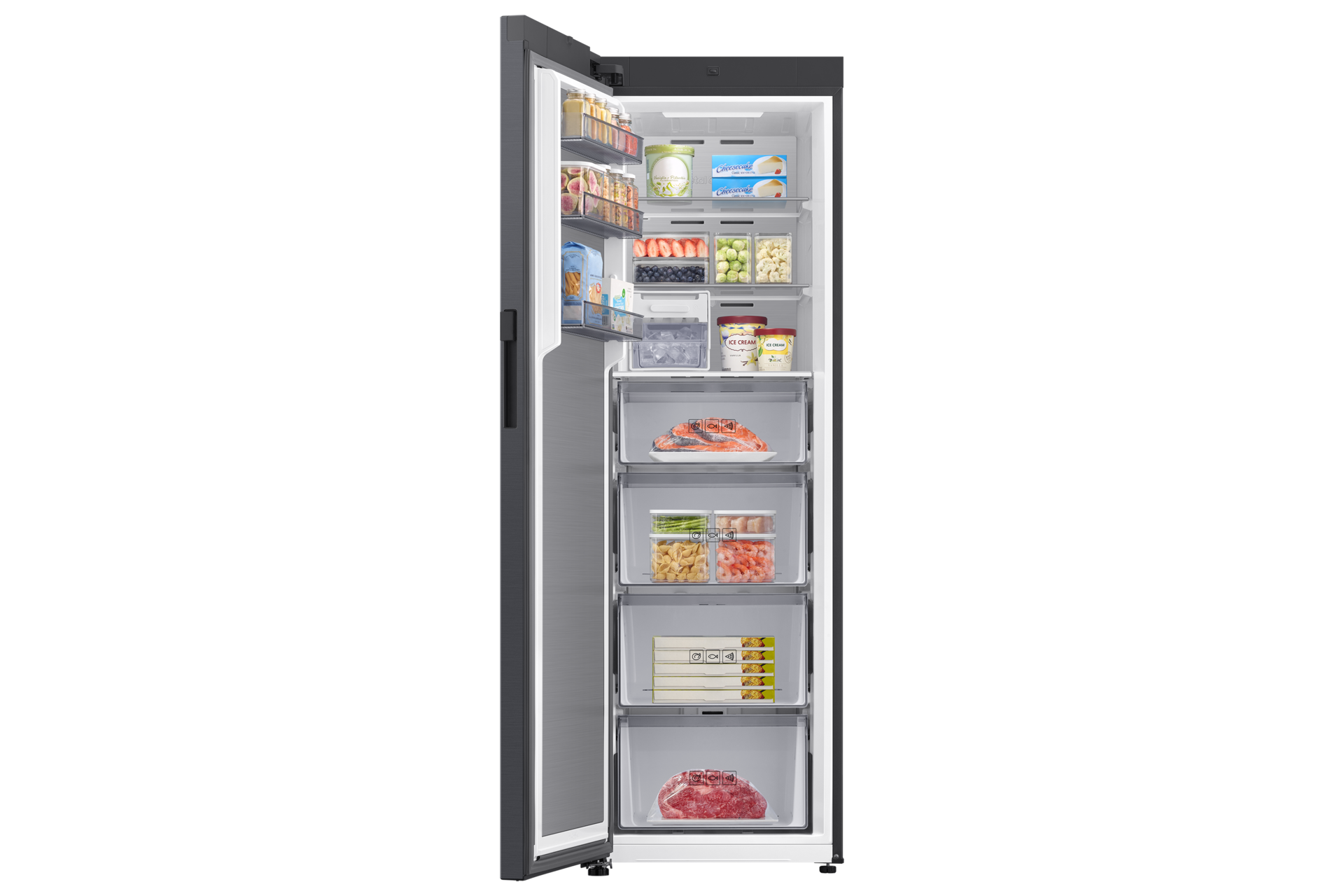 Pakastimet One Door Auto Open Door 186cm Front-Open-With-Food1 Black 