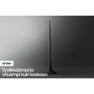 Crystal UHD TV AU9000 sivuprofiilissa esitellen erittäin ohutta Crystal UHD TV AirSlim -muotoilua