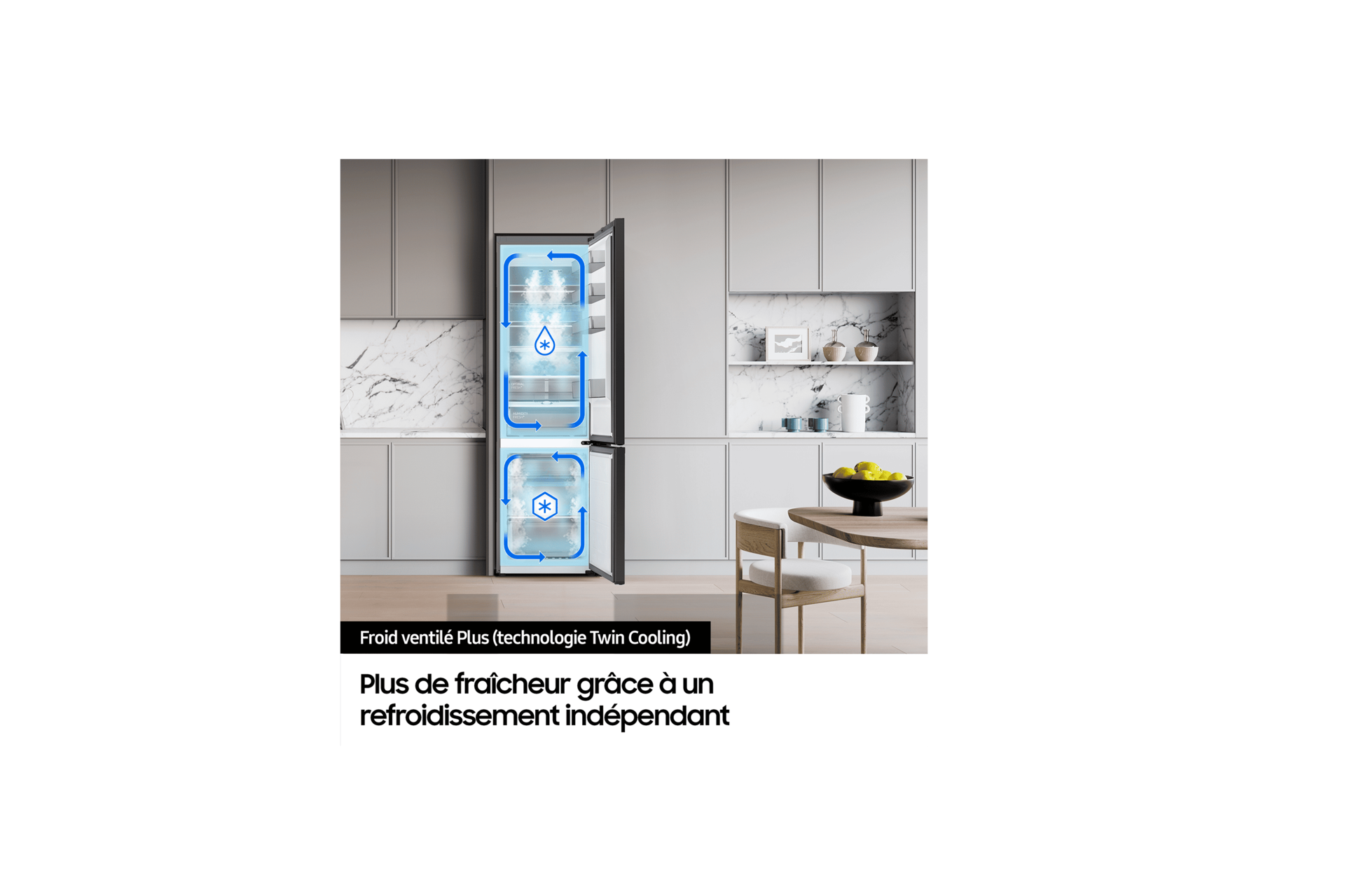 Bespoke AI Réfrigétateur Combiné Encastrable Twin Cooling 389L Blanc