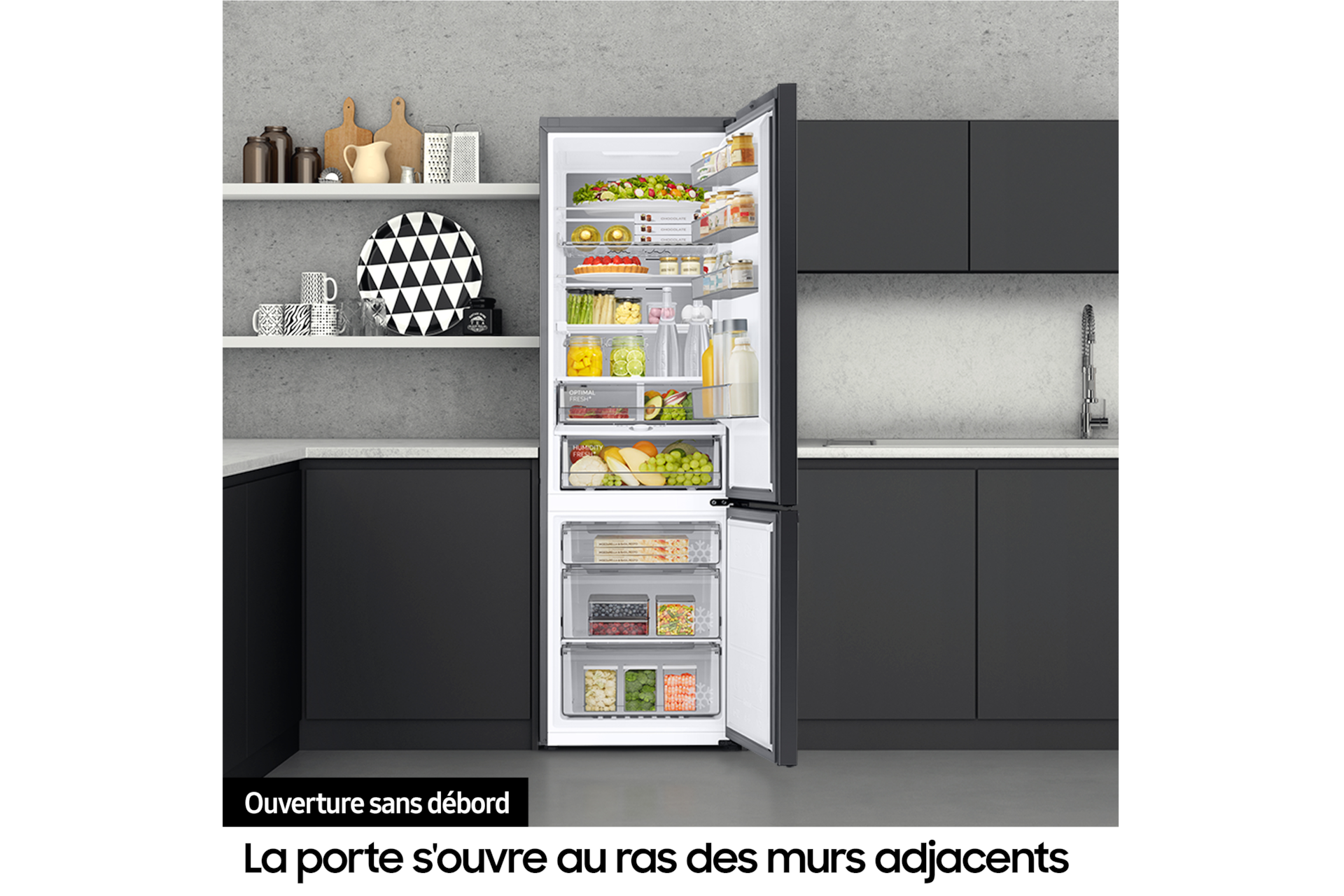 Réfrigérateur Combiné Encastrable Samsung Bespoke AI - Zone convertible - 264L - Classe D - BRB70F26BDS0 Blanc