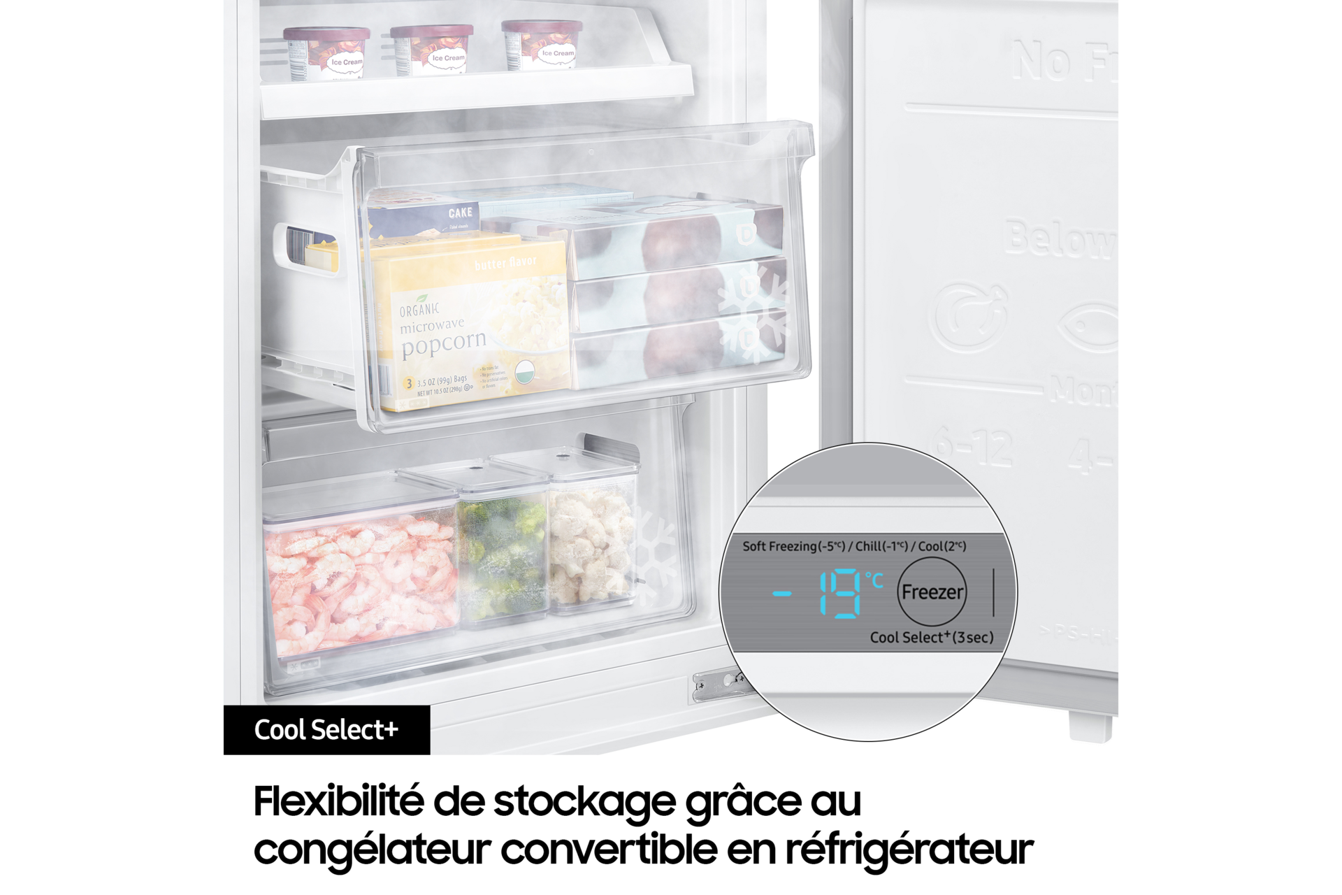 Réfrigérateur Combiné Encastrable Samsung Bespoke AI - Zone convertible - 264L - Classe D - BRB70F26BDS0 Blanc