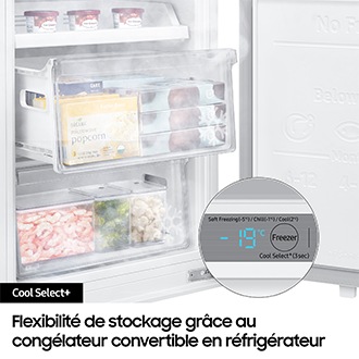 Réfrigérateur Combiné Encastrable Samsung Bespoke AI - Zone convertible - 264L - Classe D - BRB70F26BDS0 Blanc