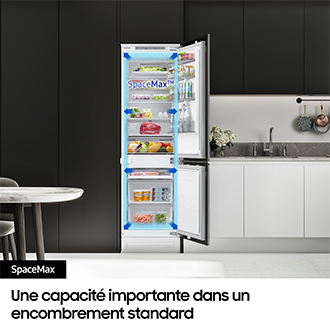 Réfrigérateur Combiné Encastrable Samsung Bespoke AI - Metal Cooling : retient le froid de l'air - 267L - Classe E -BRB80F26DES0 Blanc